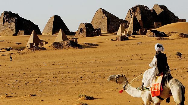 Sudan Meroe pyramids man camel